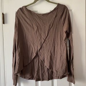 Brown free people open back tee.